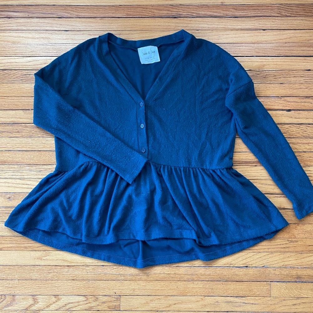 Sadie & Sage Dark Teal Peplum Top